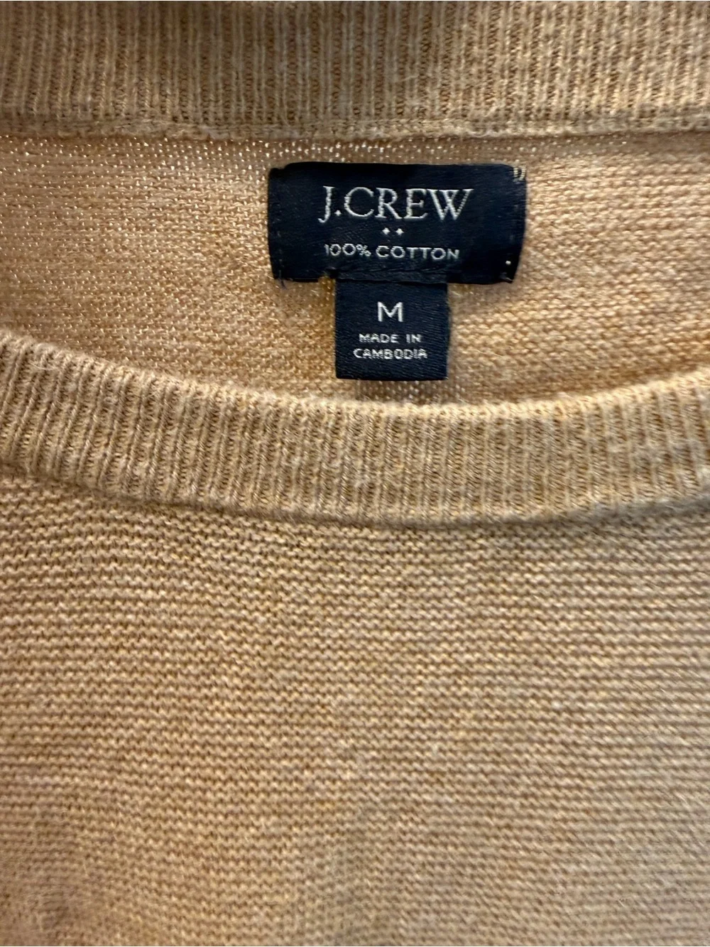 J. Crew Men's Camel/Tan Cotton Crewneck Sweater